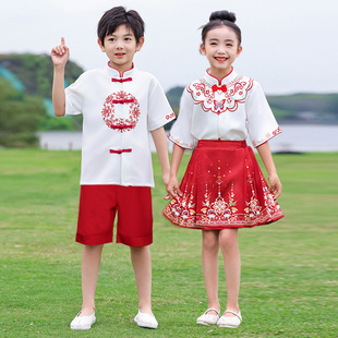 六一儿童中国风合唱演出服男女童马面裙表演幼儿园毕业照朗诵汉服