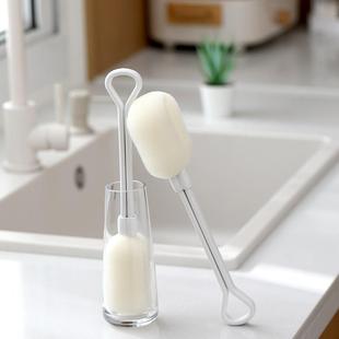 日本进口家用可替换海绵杯刷长柄奶瓶刷家务清洁工具洗杯子清洁刷