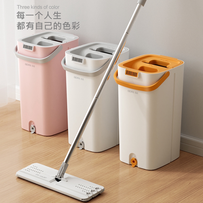 日本进口MUJIE高端平板拖把家用一拖净懒人拖布桶免手洗拖地神器.