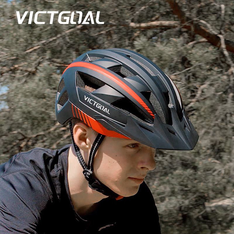 Victgoal自行车骑行头盔带尾灯公路车头盔男青少年安全帽单车装备