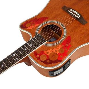 促41寸民谣吉他葡萄叶音孔护板红色2个装音O孔贴带背胶乐器配件品