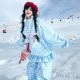 lmdsnow25新品蝴蝶结可爱滑雪服蓝色小个字滑雪衣防水保暖3L单板