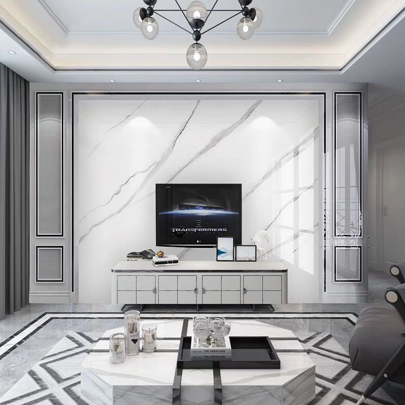 岩板电视背景墙微晶石瓷砖800x800客厅现代简约800x2600大板轻奢