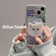 日韩高级感镜面爱心猫咪支架适用苹果14pro max手机壳iPhone13pro新款12小众14pm创意11女个性全包防摔保护套