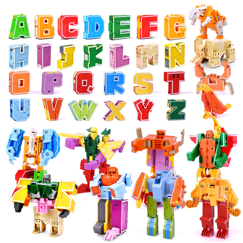 26个英新品文字母变形玩具恐龙变形