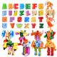 26个英新品文字母变形玩具恐龙变形好玩的玩具机器人益智积木男孩