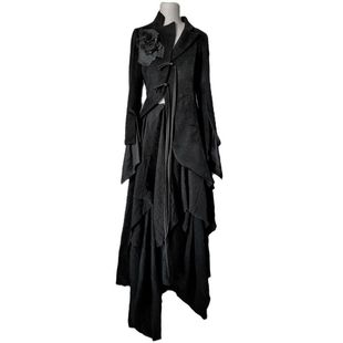 暗黑新中式大衣西装外套中长款设计感半裙套装时尚两件套秋冬新款