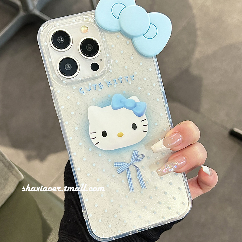 可爱hellokitty猫蝴蝶结适用苹果15手机壳iphone14promax女款15pro新款13防摔14透明15卡通12少女心网红甜美