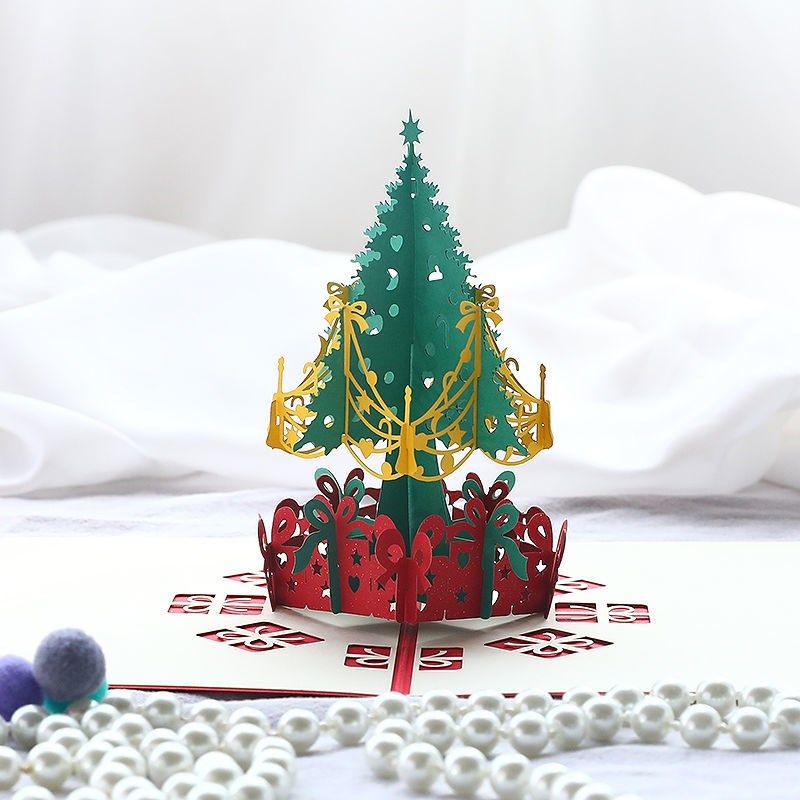2021圣诞贺卡立体卡片圣诞节水晶圣诞树礼物diy送老师女朋友男生