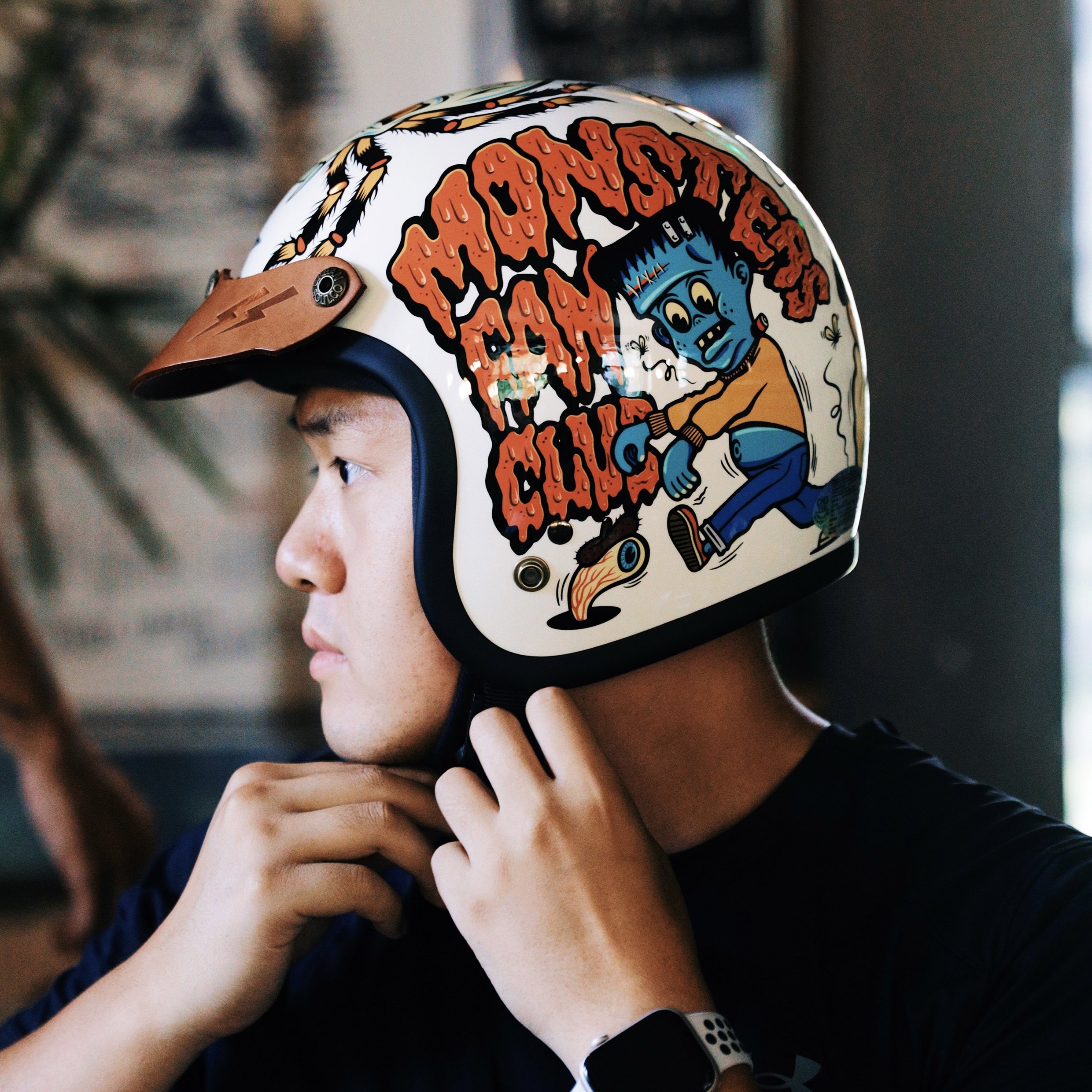 台湾gallop日本小林联名火焰彩绘半盔复古机车哈雷小摩托车头盔 原价