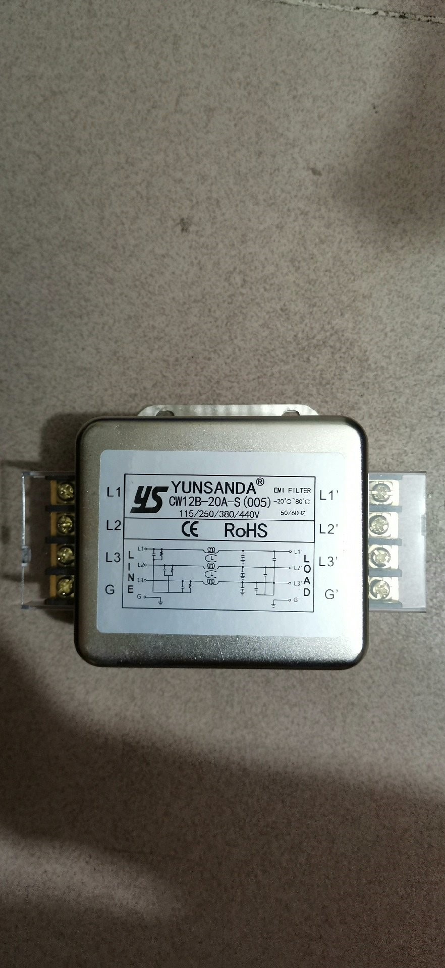 台湾YUNSANDA三项滤波器,型号CW12B-20A-S(