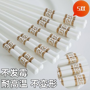 景德镇陶瓷筷子新款家用不发霉家庭防霉防滑耐高温骨瓷筷子五10双