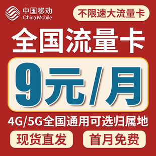 移动流量卡纯流量上网卡无线限流量卡5g手机电话卡大王卡全国通用