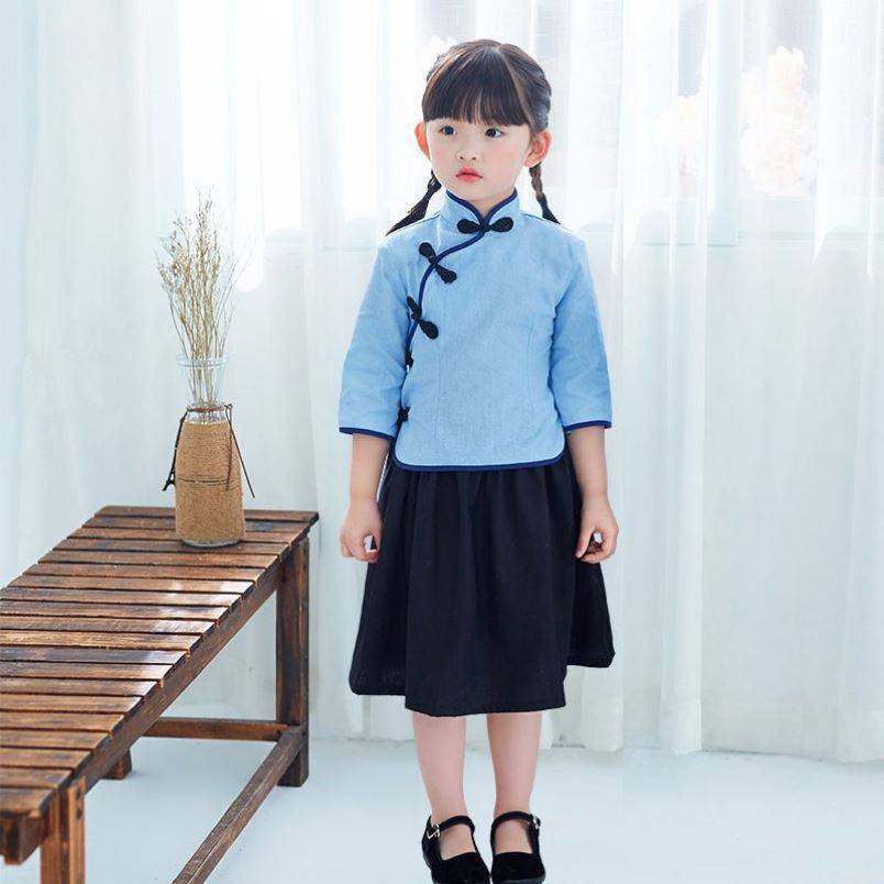 高档民国学生服装儿童民国学生装童装演出服装女童古x装民国风奢