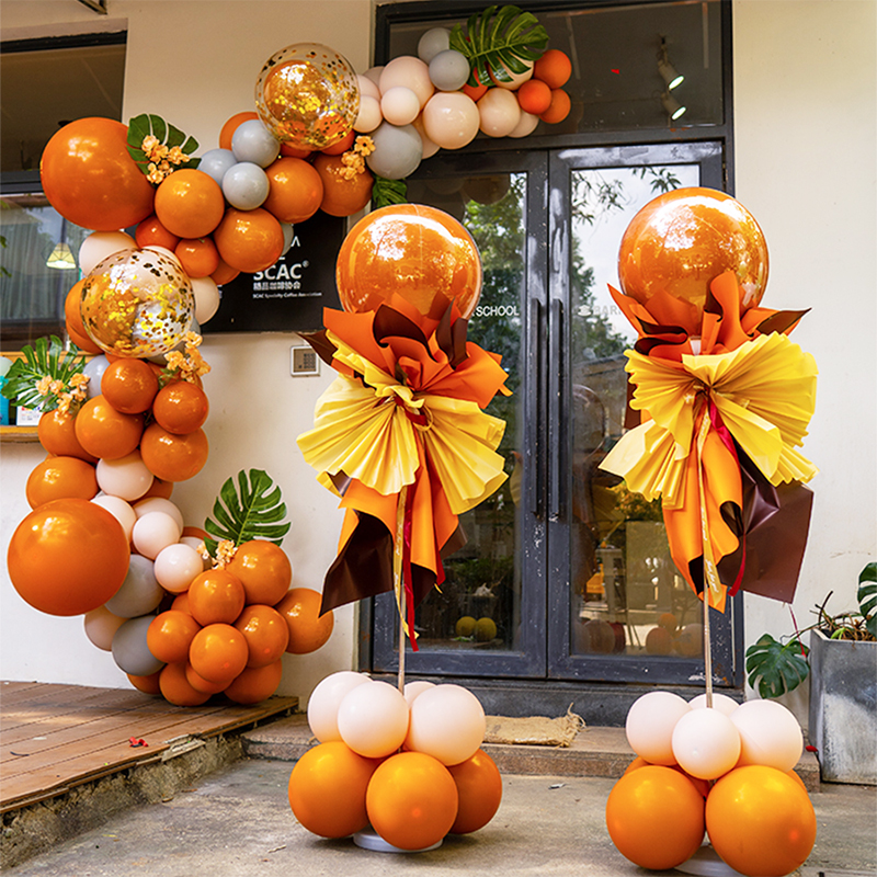 橙色气球链拱门立柱氛围装饰店面开业六一节商场活动场景布置用品