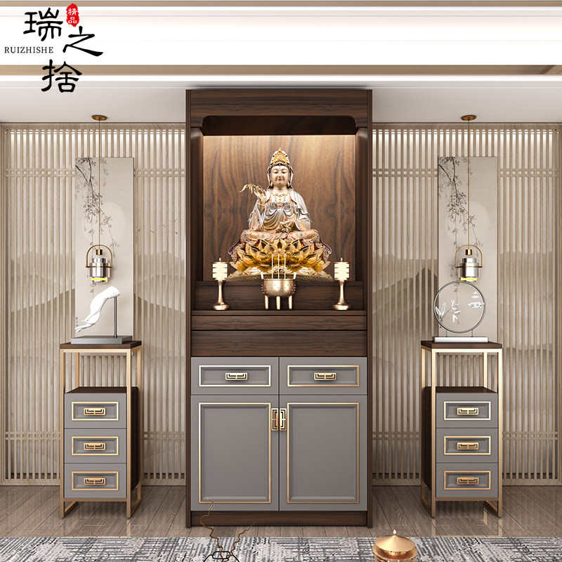 新中式实木佛龛立柜家用神龛供台佛柜客厅供奉台观音菩萨供柜定制