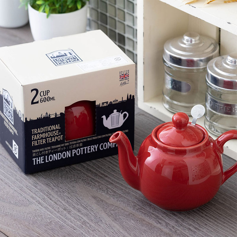 London Pottery 英式田园红色进口轻奢茶壶咖啡花茶陶瓷壶带滤网