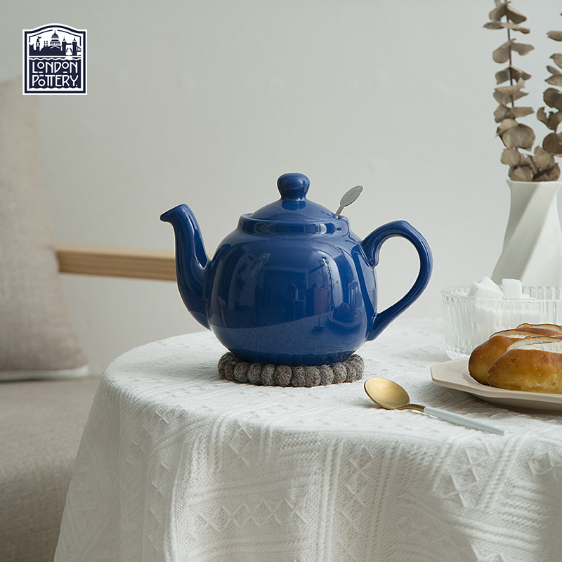 London Pottery浪漫法国蓝英式田园陶瓷茶壶北欧轻奢咖啡壶带滤网