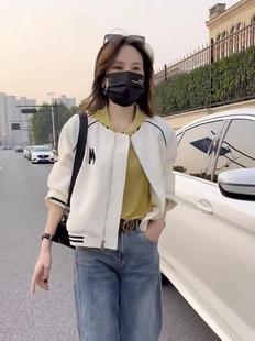 LILY MOST美式休闲字母棒球服女短款2023春秋修身小个子百搭外套