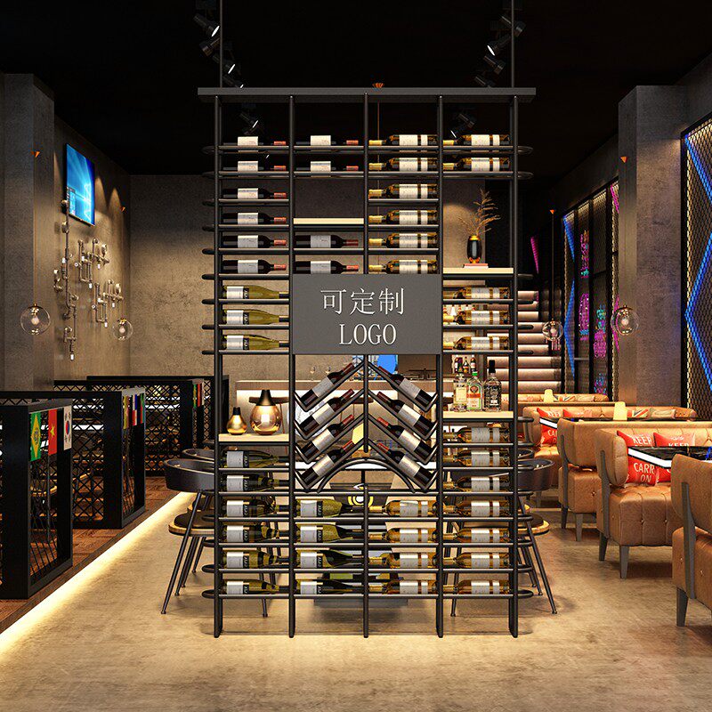 高档工业风红g酒架酒吧烧烤火锅店铁艺屏风咖啡厅展示复古置物奢