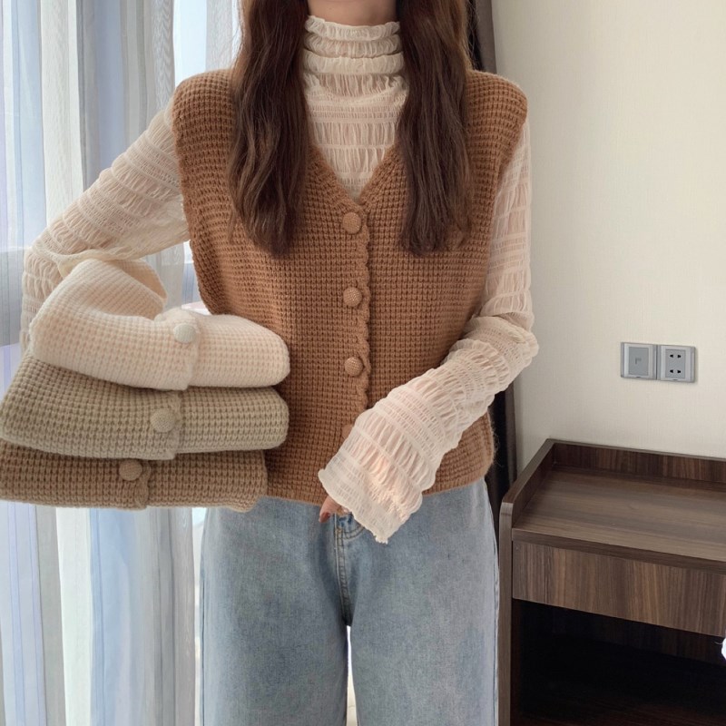 卡罗碧【专柜正品】马甲背心针织开衫女秋冬百搭毛衣坎夹