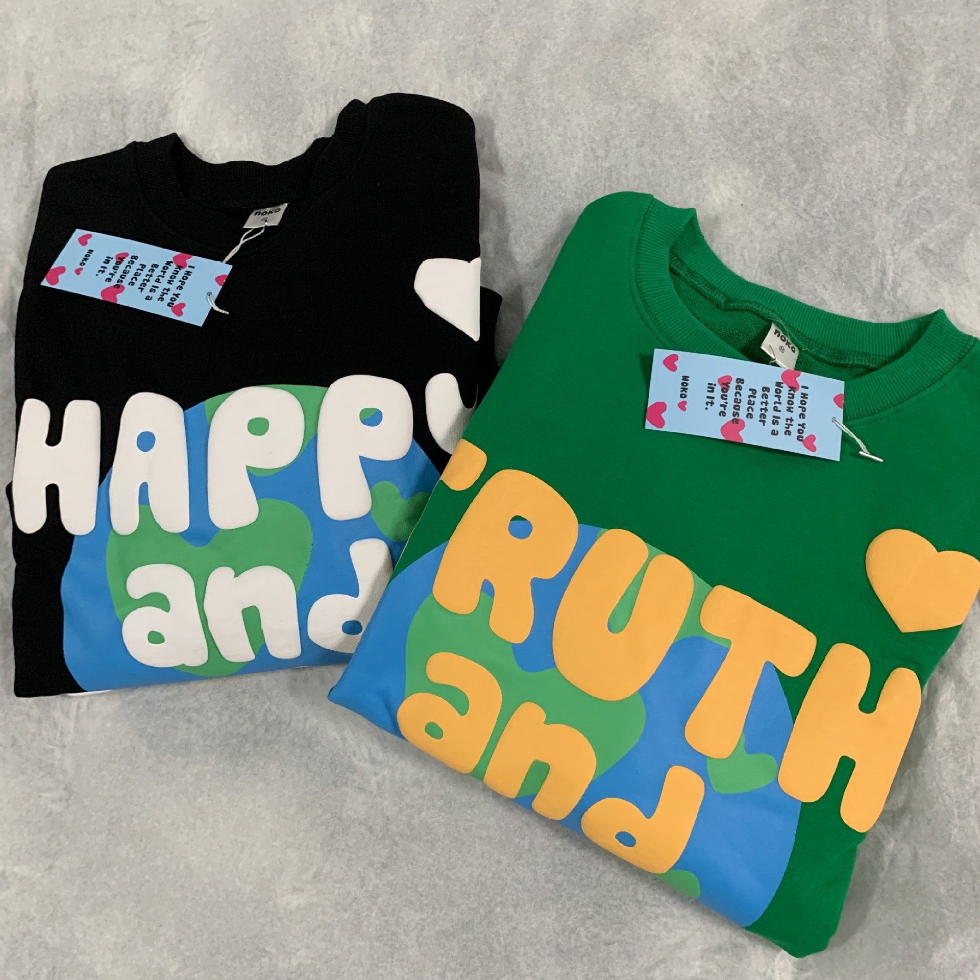 韩国潮牌龚俊同款noko同款卫衣女圆领卡通发泡印花长袖卫衣男女