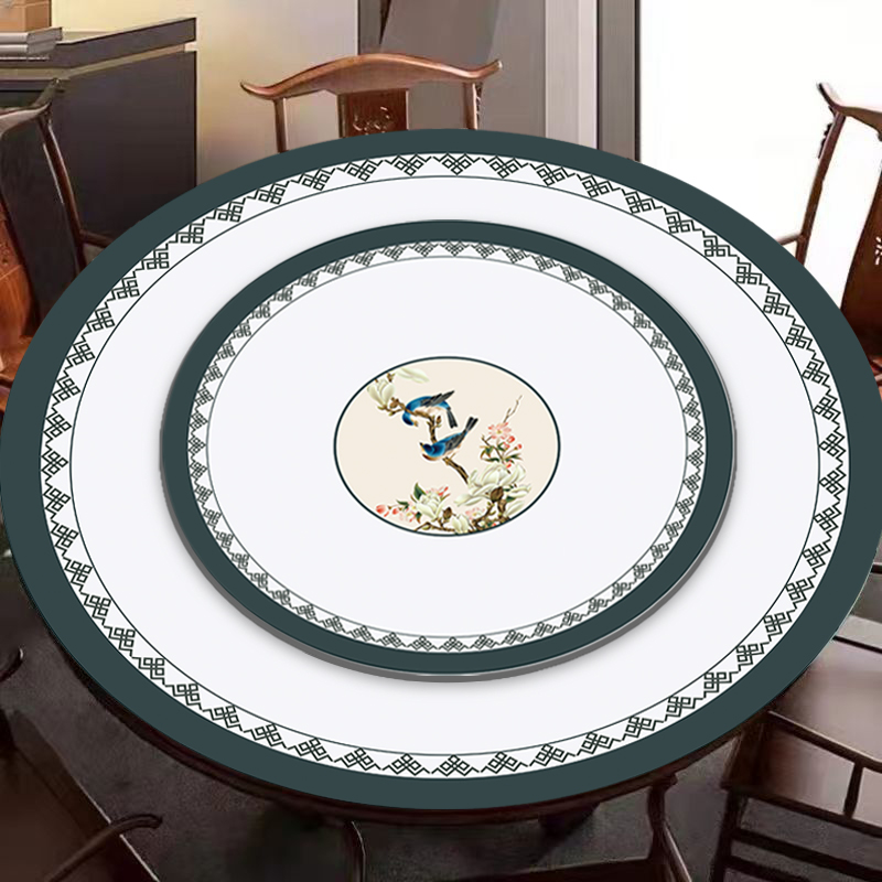 中式大圆桌皮革桌布防水防油转盘桌垫红木家用圆形防烫不透明盖布