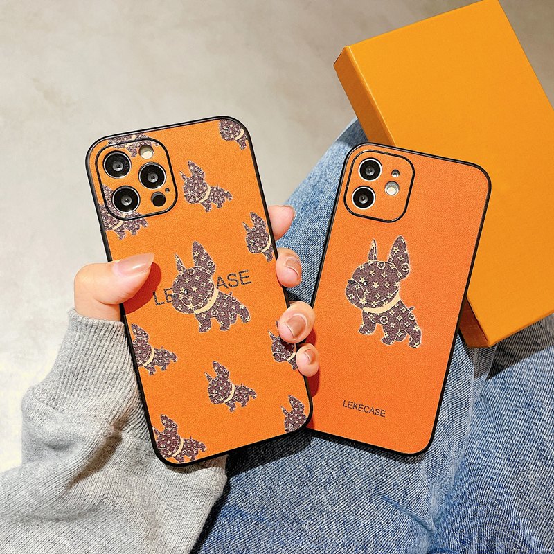 热销lv手机壳苹果_iphone13promax手机壳lv7潮牌xr苹果12橙色11皮质8
