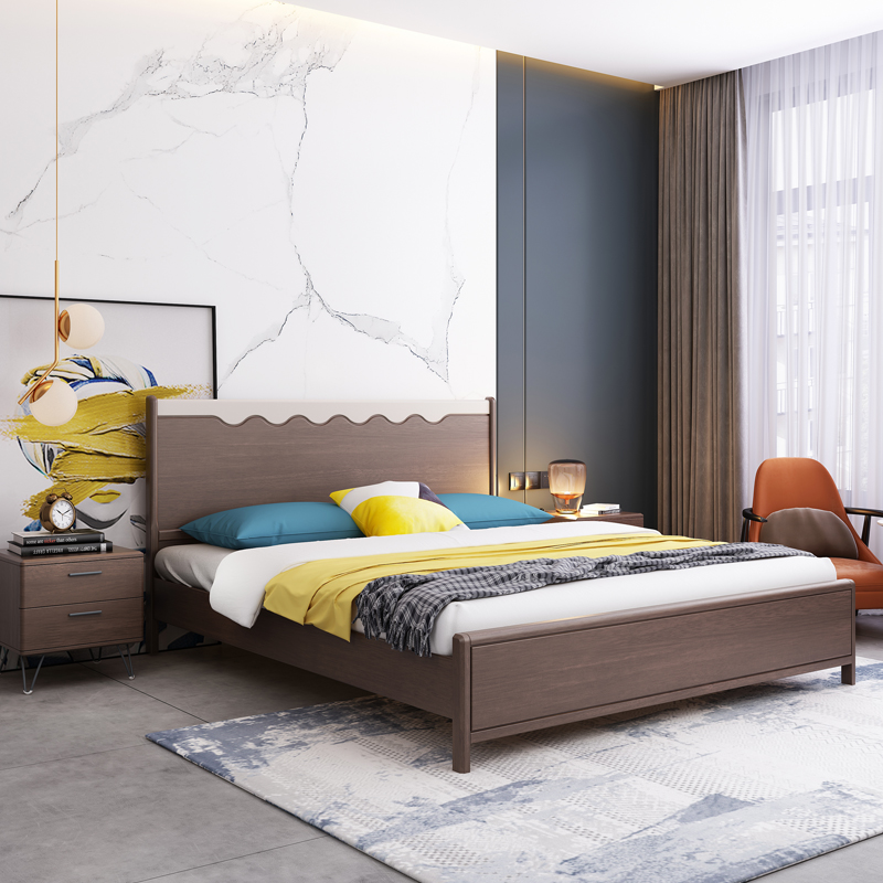 北欧风格全实木床1.8米双人床现代简约1.5m主次卧室轻奢婚床家具