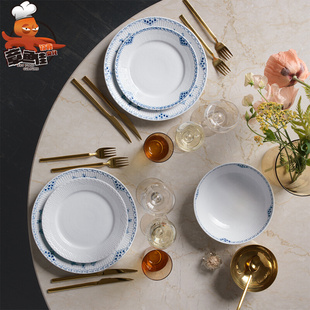 丹麦 公主蓝 手绘瓷器餐具套装咖啡杯子碗盘茶壶家用