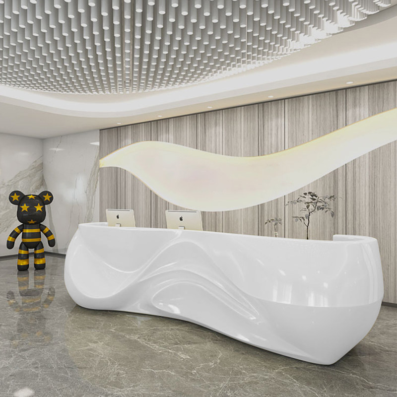 烤漆公司前台玻璃钢吧台教育机构咨询台美容院接待台售楼部迎宾台