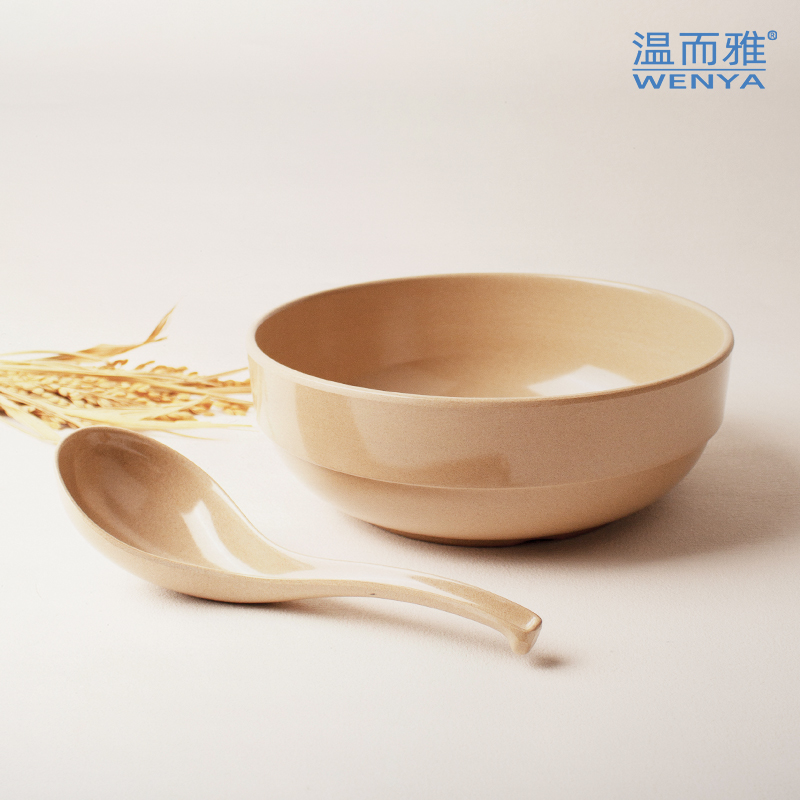大碗配勺筷稻谷壳汤碗套装面碗圆形泡面拌面家用抗菌防霉纯色稻壳