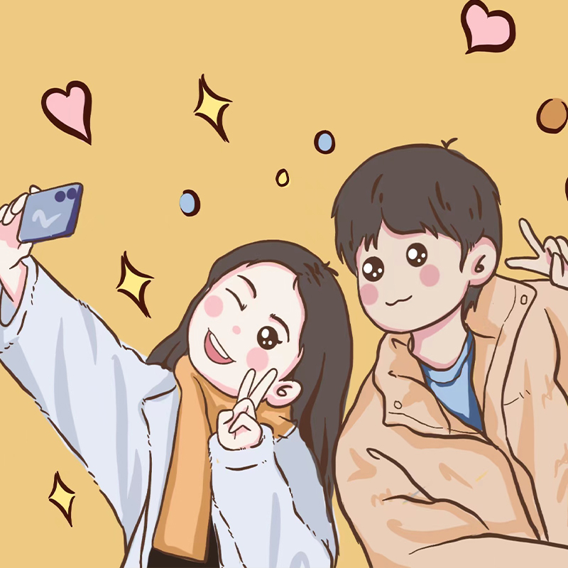 q版手绘头像卡通定制代画简笔情侣婚纱照照片转漫画插画礼物原创