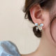 韩国蓝色蝴蝶花朵耳钉女2024年新款爆款纯银耳饰高级感精致耳环