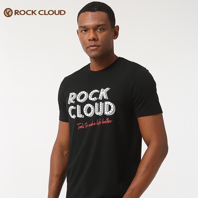 岩云RockCloud新款户外休闲运动时尚印花T恤圆领透气男短袖棉T恤