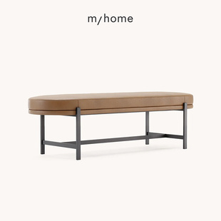 速发意式极简床尾凳不锈钢皮艺卧室家用床边长条凳简约设计师款换