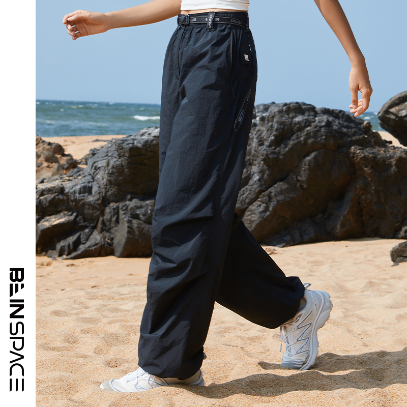 BEIN SPACE新款中性轻量户外运动简约阔腿显瘦工装裤长裤A054