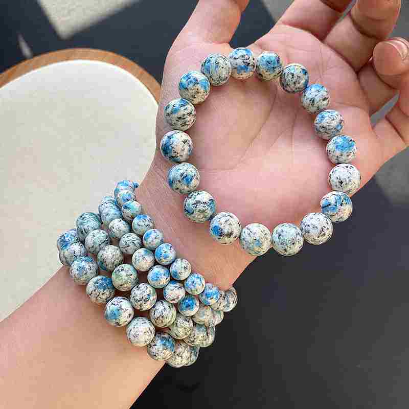 2022新款k2手链女款男 乔戈里峰蓝绿黑云母水晶蓝铜矿单圈手包邮