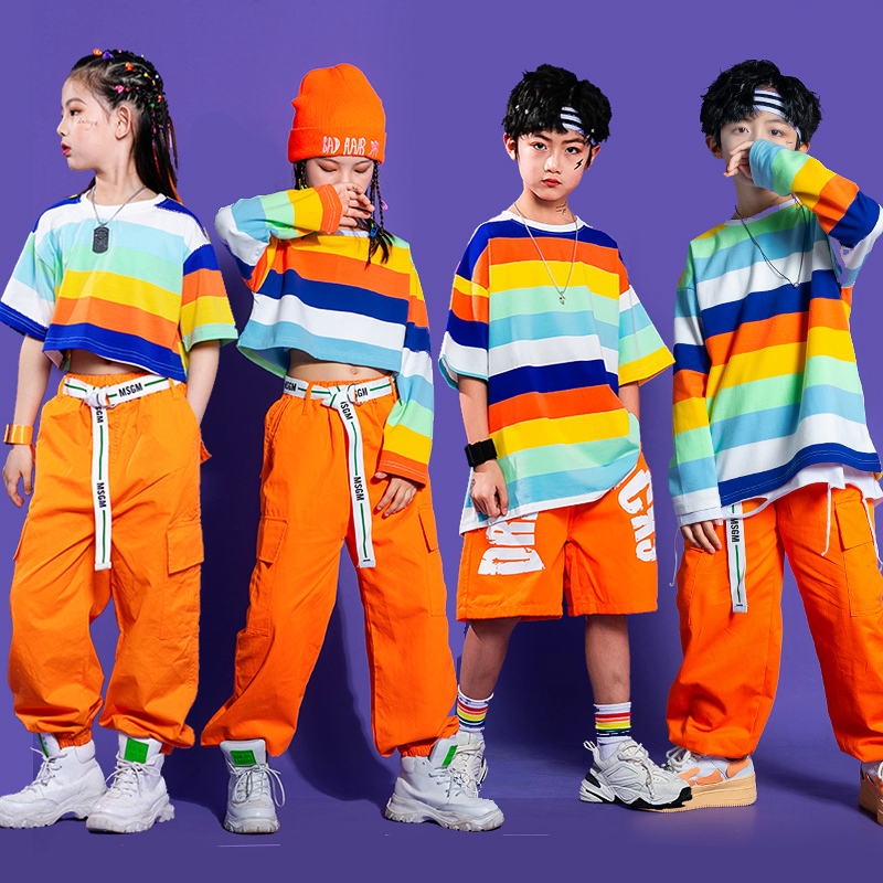 女童街舞嘻哈男童爵士舞套装中小学生运动会演出服2022中国舞走秀