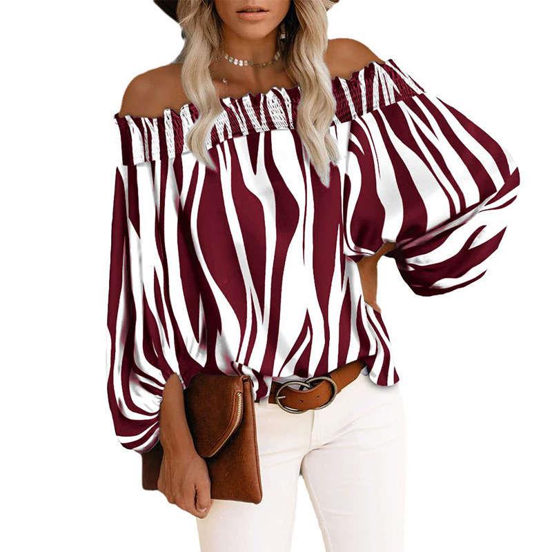 Striped sexy fashion one shoulder chiffon shirt for
