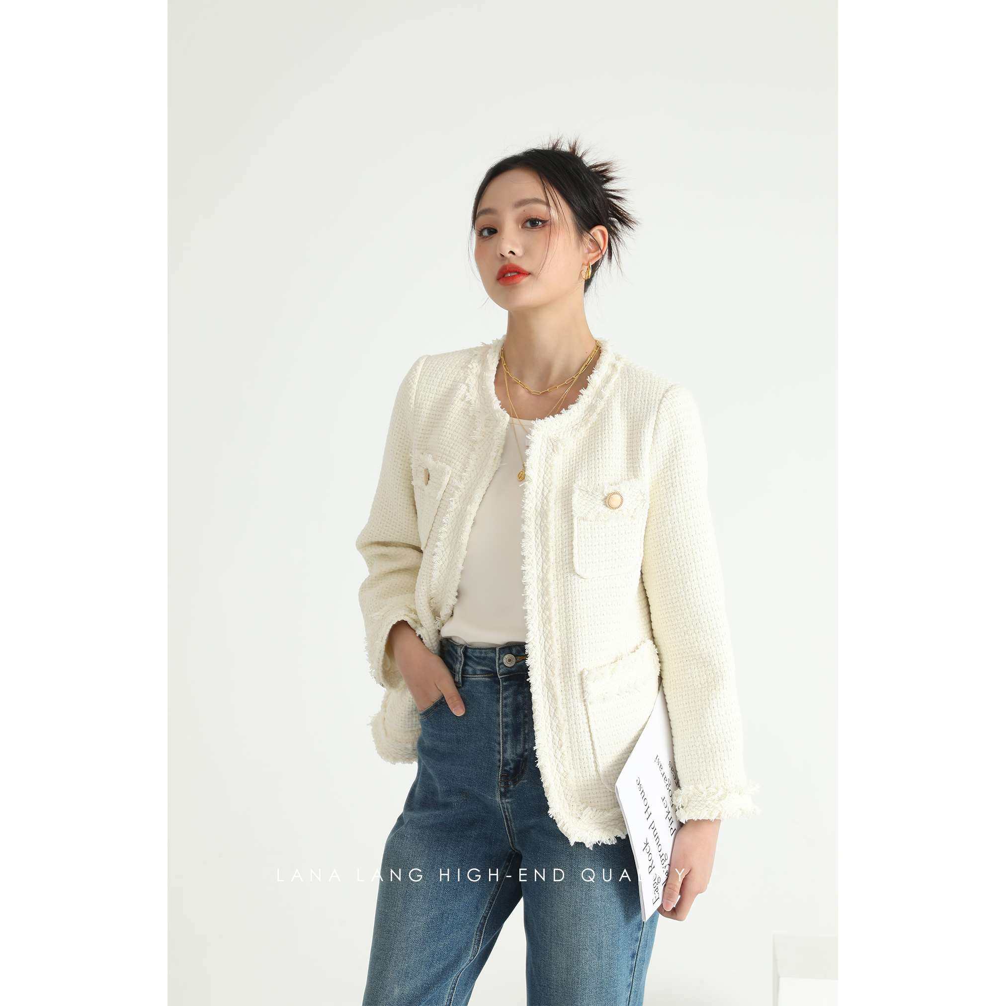 lanalang绿色衬衣女2022春新款褶皱感衬衫气质ol绸面长袖上衣