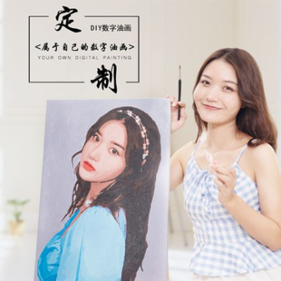 定制图明星真人照片动漫风景动物diy数字油画手工填色油彩画礼物