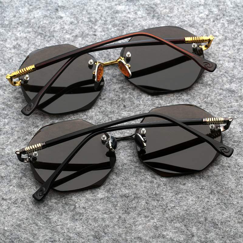 眼镜正品新品天然天然水天然水晶水晶石男款无框圆形太阳眼镜