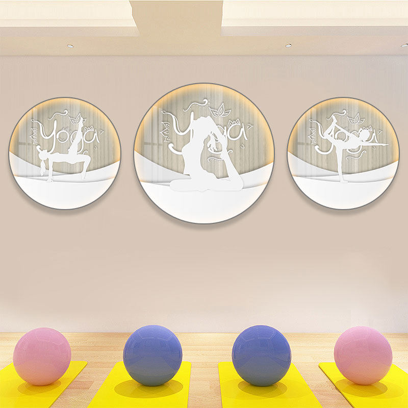 网红瑜伽馆墙面装饰普拉提馆教室健身房室内印度禅意艺术体式壁画