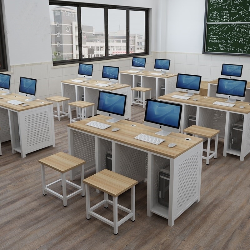 厂家直销单人双人学校电脑桌多媒体简约台式桌微机室培训班教师