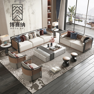 新中式实木客厅沙发现代简约轻奢白蜡木沙发组合小户型样板房定制