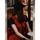 夏季新中式国风唐装小个子红色盘扣背心马甲叠穿上衣时尚两件套女