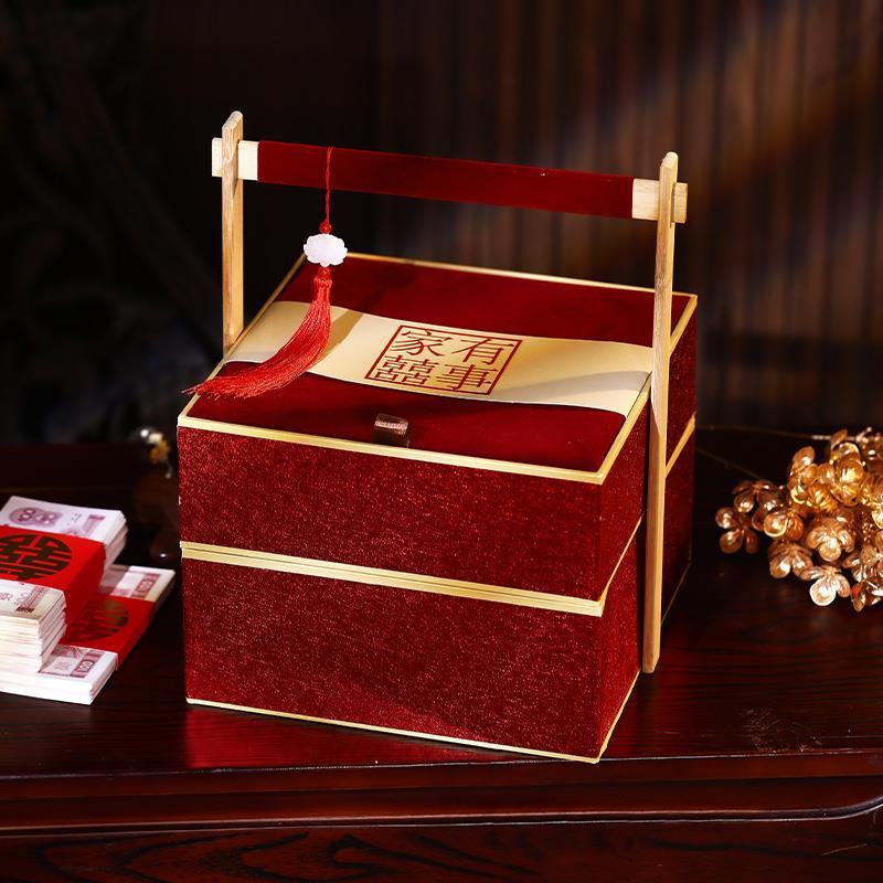 订婚宴全套用品大全礼金盒订婚布置装饰彩礼钱盒子现金聘金彩礼盒