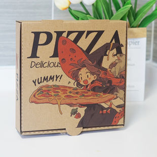 新品魔女商用披萨盒子比萨pizza打包外卖一次性包装7/8/9/10寸