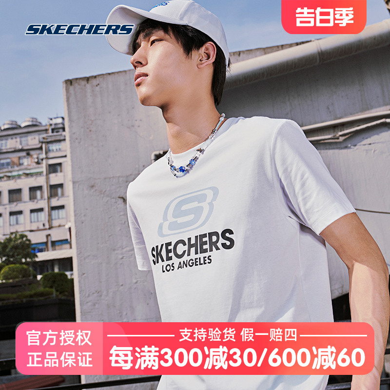 Skechers斯凯奇短袖春夏季情侣款速干运动潮流圆领T恤宽松上衣女